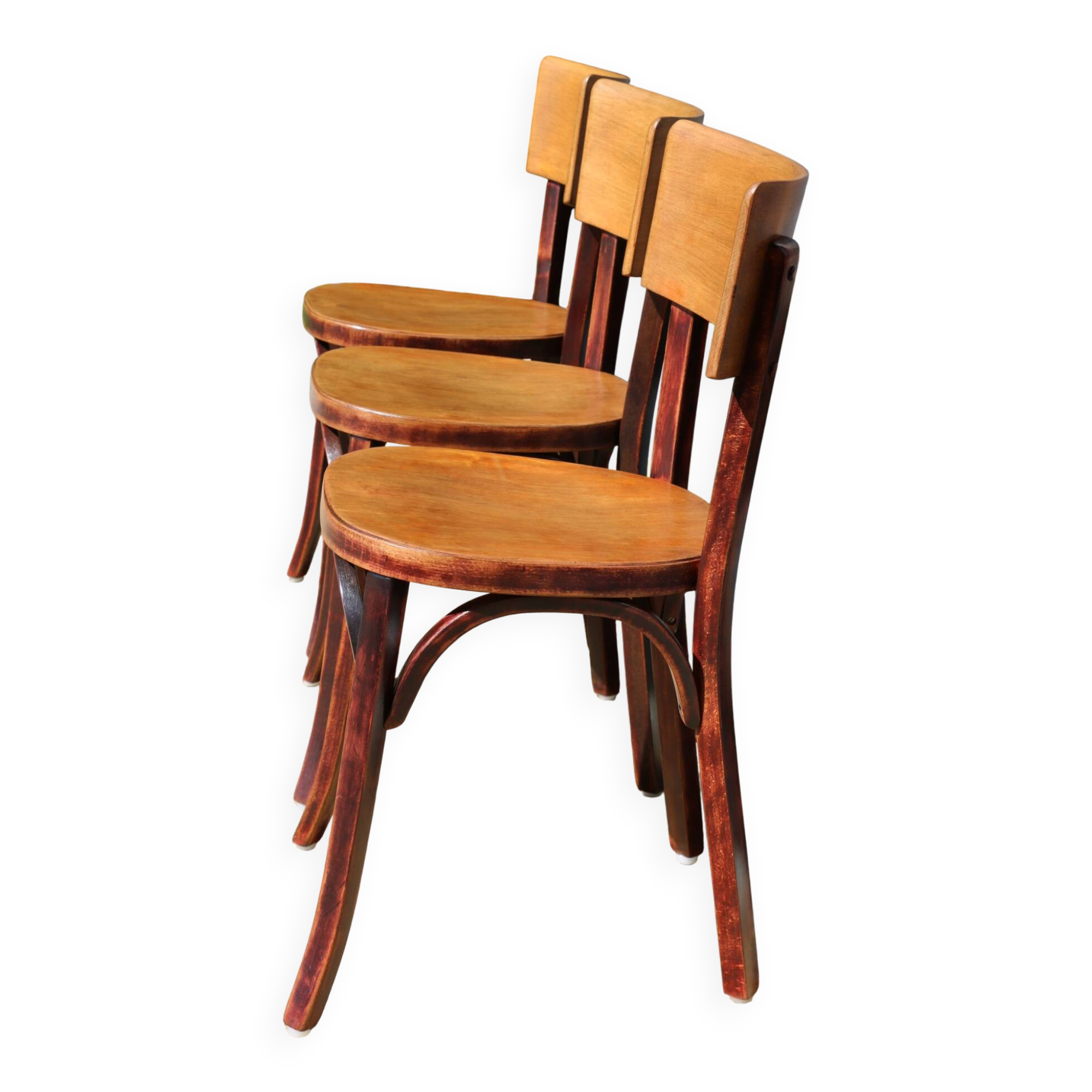 3 Baumann chairs with wide backs No. 30, dark beech