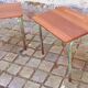 Pair of 1960s tables in tubular metal and solid teak