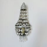 Pair of silver-plated balloon wall lights with pendants, circa 1970.