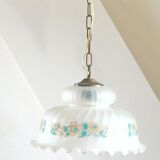 Suspension en verre opaque forme tulipe