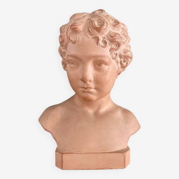 Terracotta child bust signed Henri Bargas (20th century)