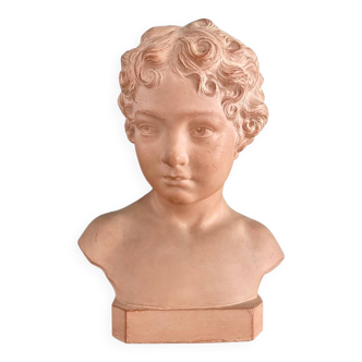 Terracotta child bust signed Henri Bargas (20th century)