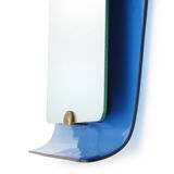 Mirror with blue glass frame by Cristal Art, 1950s