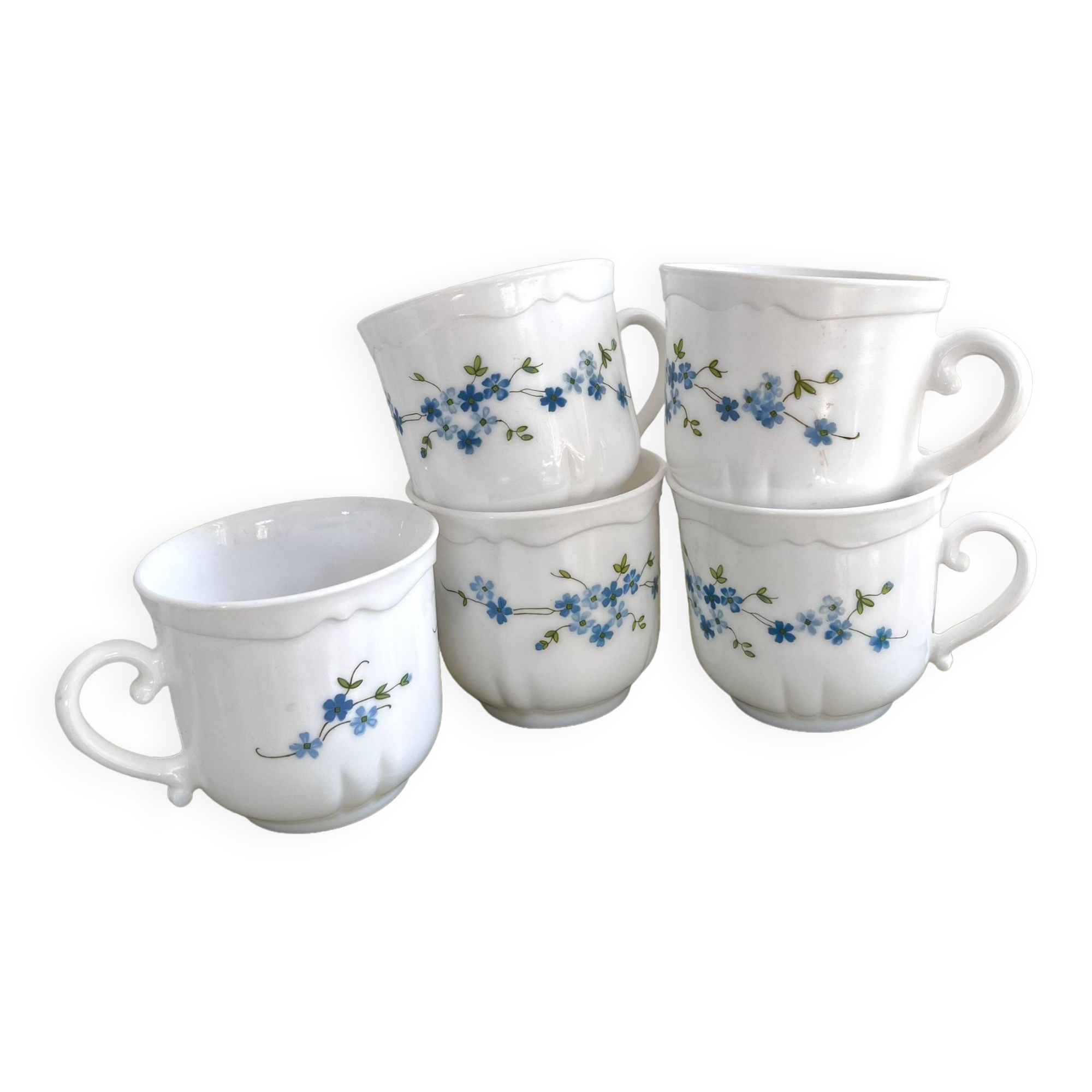 Lot 5 large vintage Arcopal myosotis Veronica tea and coffee cups