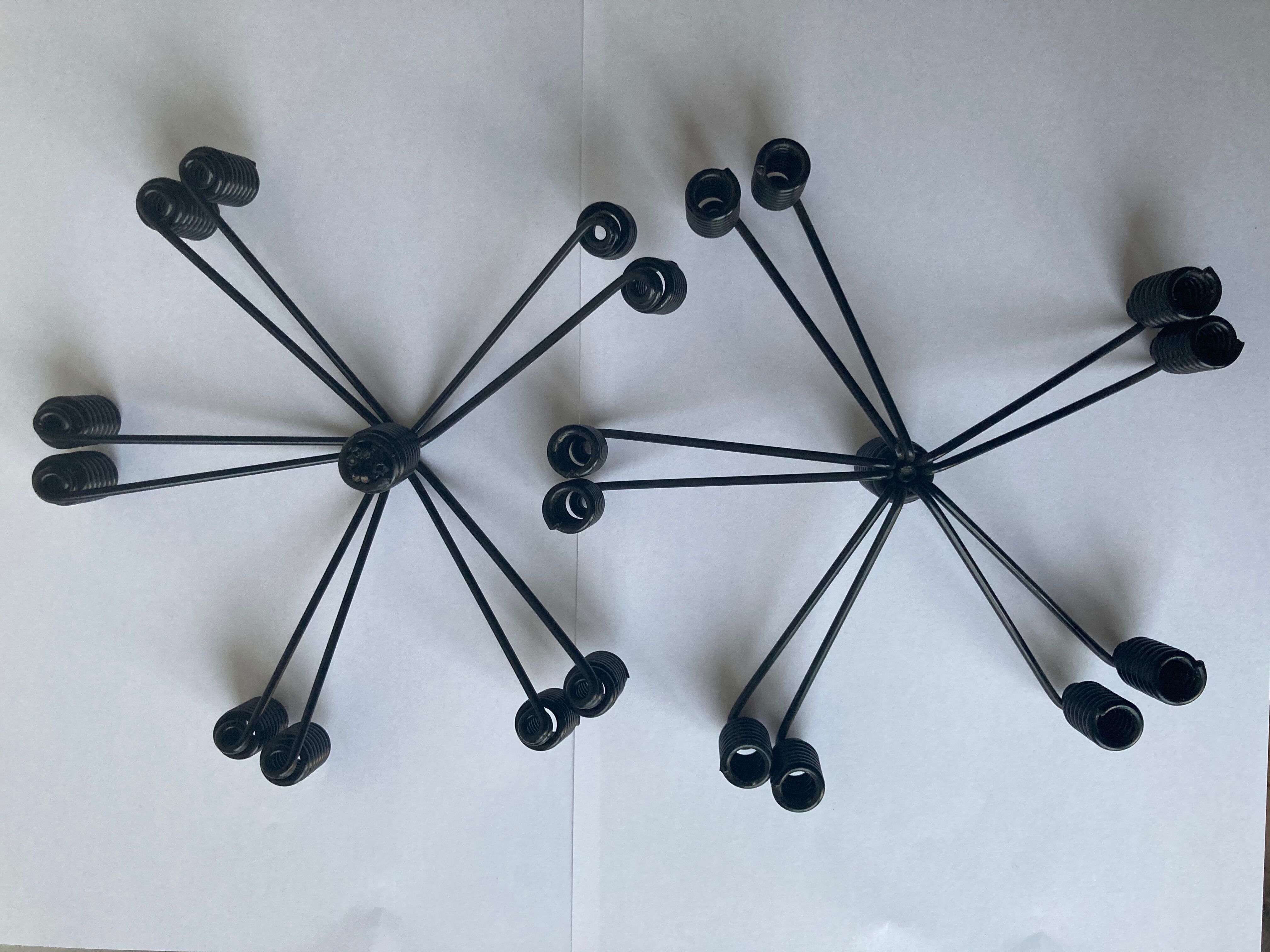 Pair of candlesticks in twisted metal wire folded 1960