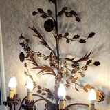 Large varnished metal wall light