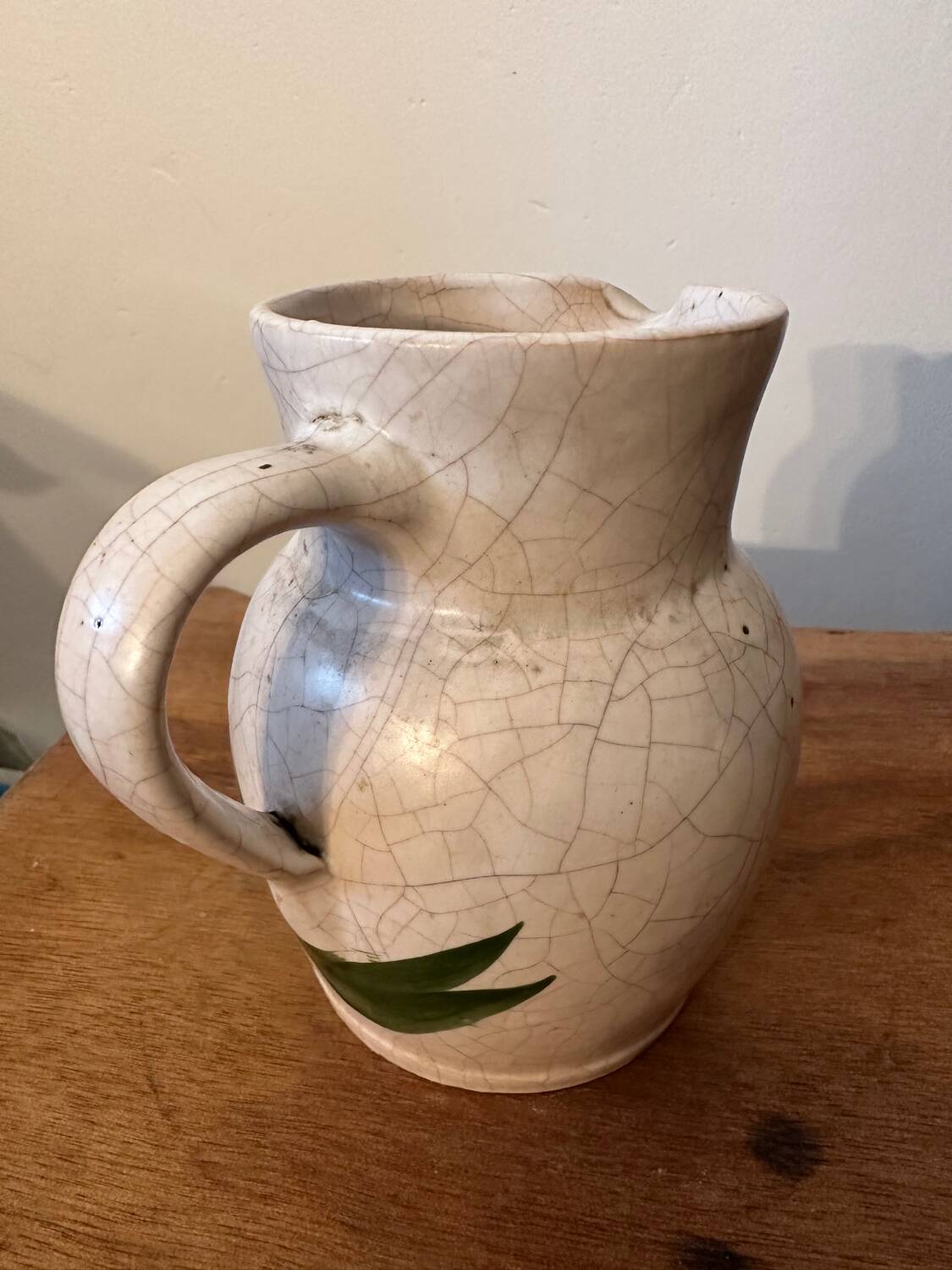 Vintage - Poterie du Marais Pitcher - Cracked Enameled Stoneware