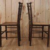 Pair of Napoleon III turned wood and cane chairs