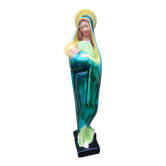 Virgin and child faience of desvres fourmaintraux - art deco