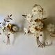 Pair of Italian wall lamps with a bouquet 1980