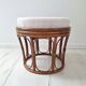 Vintage rattan and French terry fabric pouf