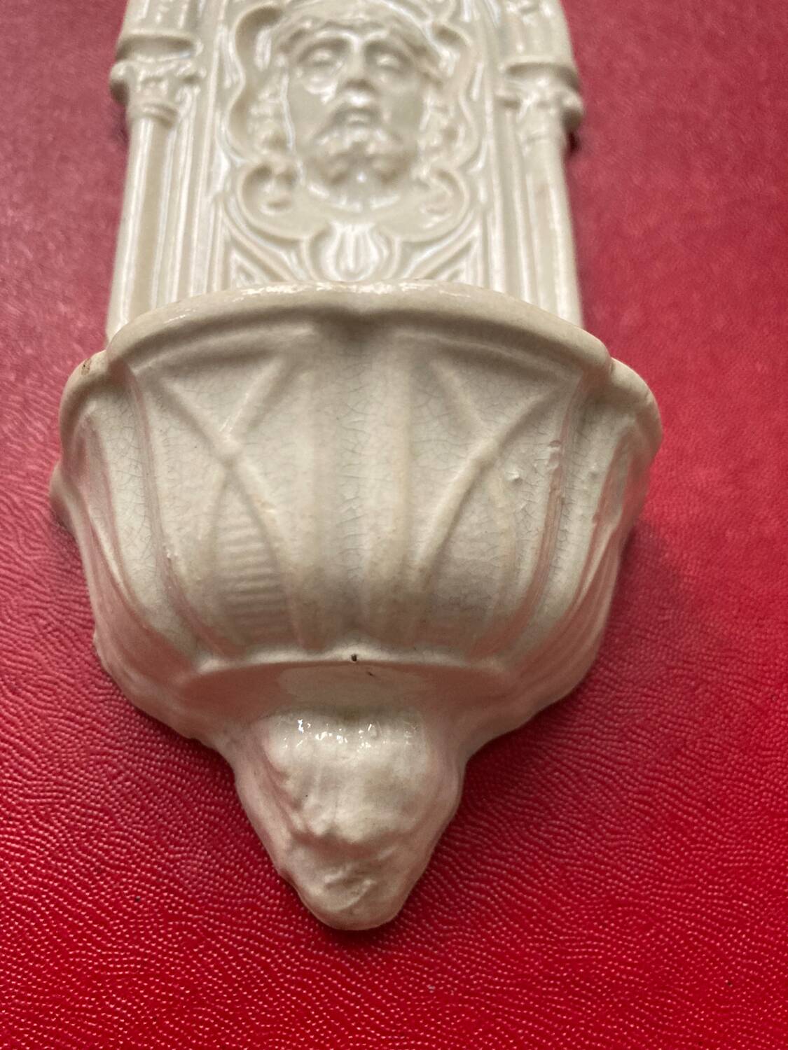 Digoin Sarreguemines earthenware holy water font