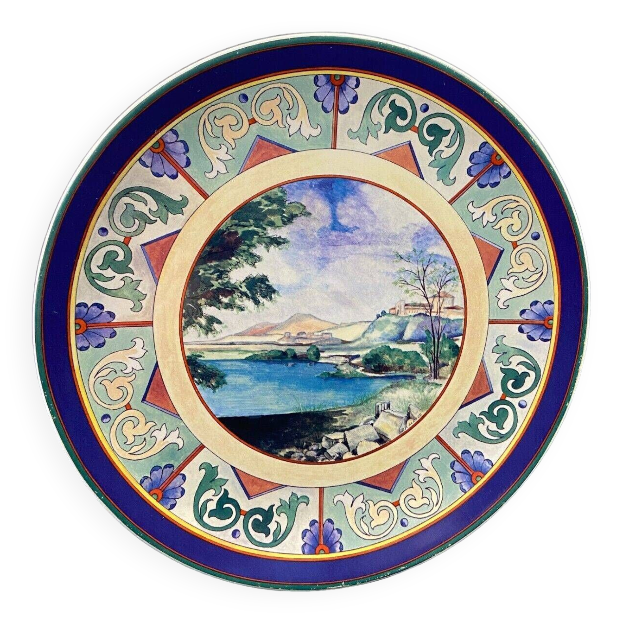 Circular earthenware dish from Gien