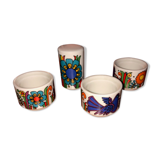 3 Coquetiers + salt shaker Villeroy Boch acapulco , vintage , ceramic