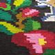 Romanian floral runner rug on blue background