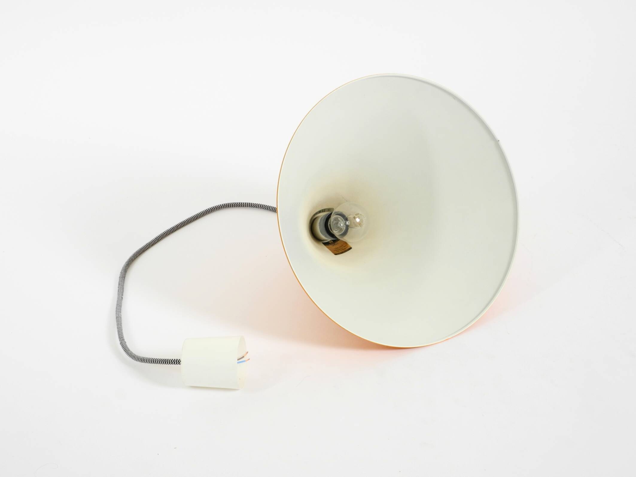 Original 1970s orange metal pendant lamp by Louis Poulsen model Billiard