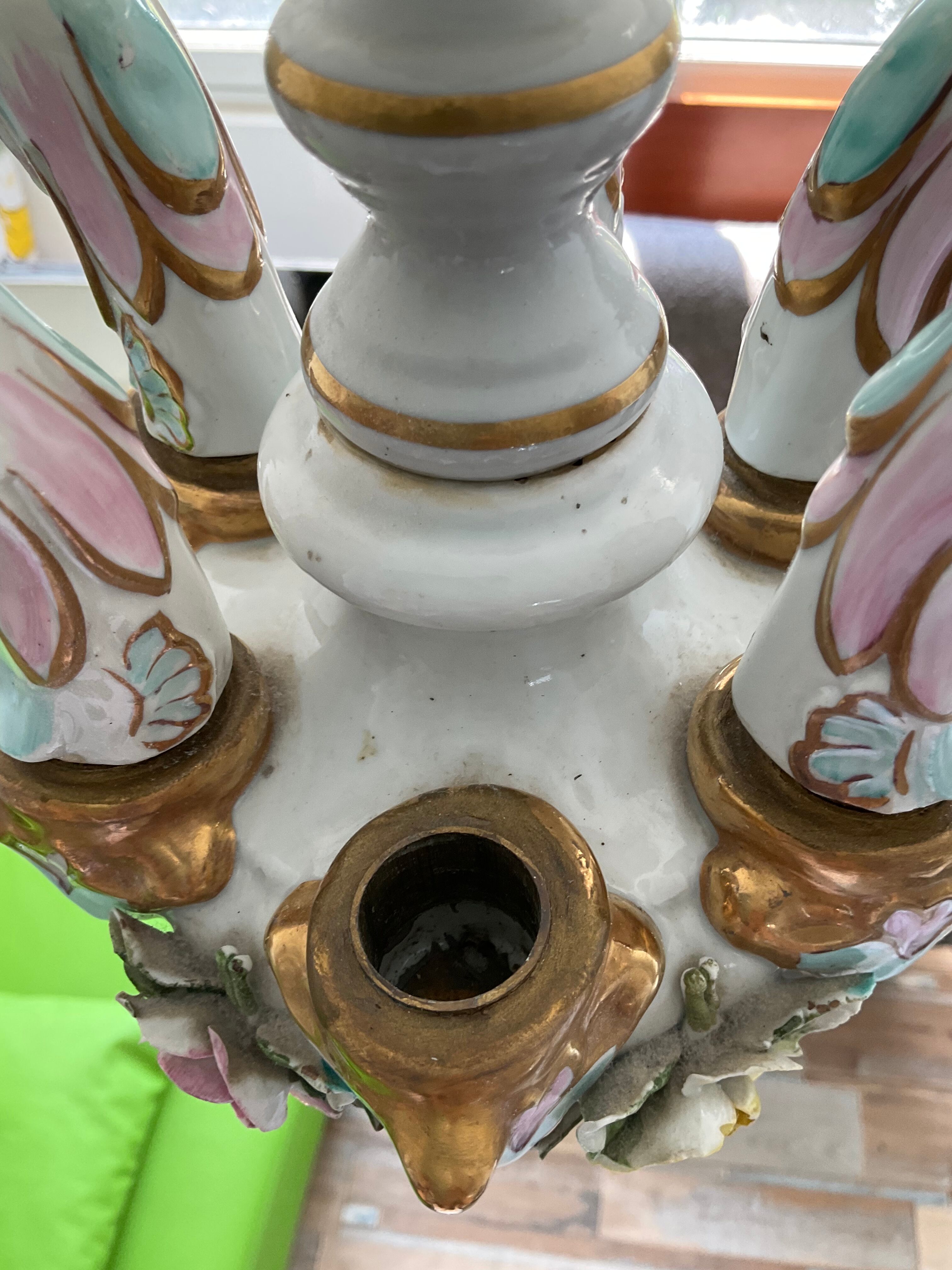 Old chandelier Capodimonte porcelain Italy 6 arms