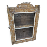 Old tribal wall display case in Burmese teak