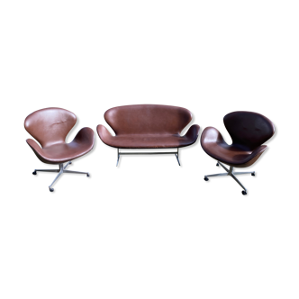 2 fauteuils & canapé Swan d'Arne Jacobsen pour Fritz Hansen