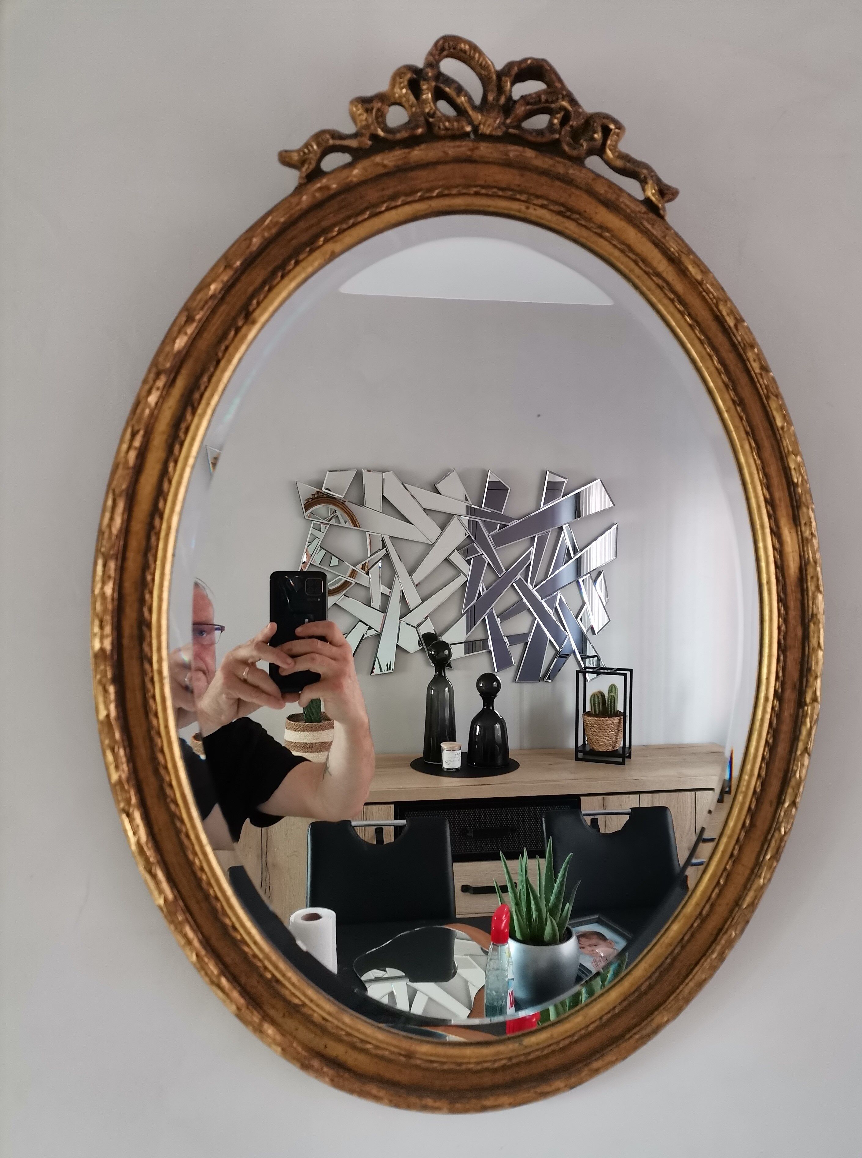 Mirror gilded wood beveled napoleon 50x71cm