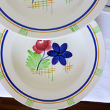 Set of 4 vintage soup plates from the Gien factory, Robinson model