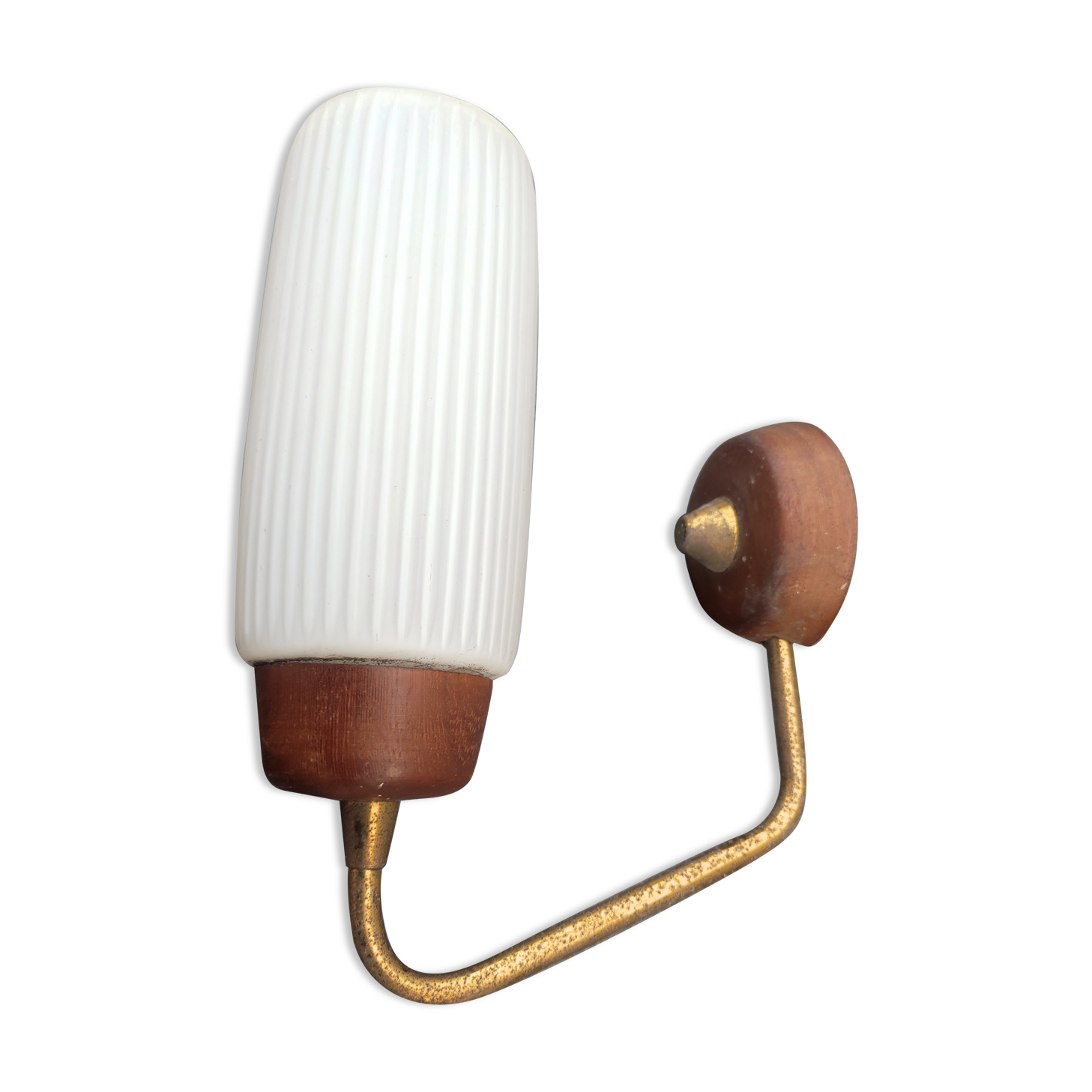 Scandinavian wall lamp teak and glass Denmark vintage 60 Modernist