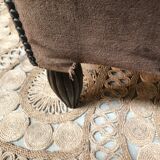 Club armchair in brown fabric