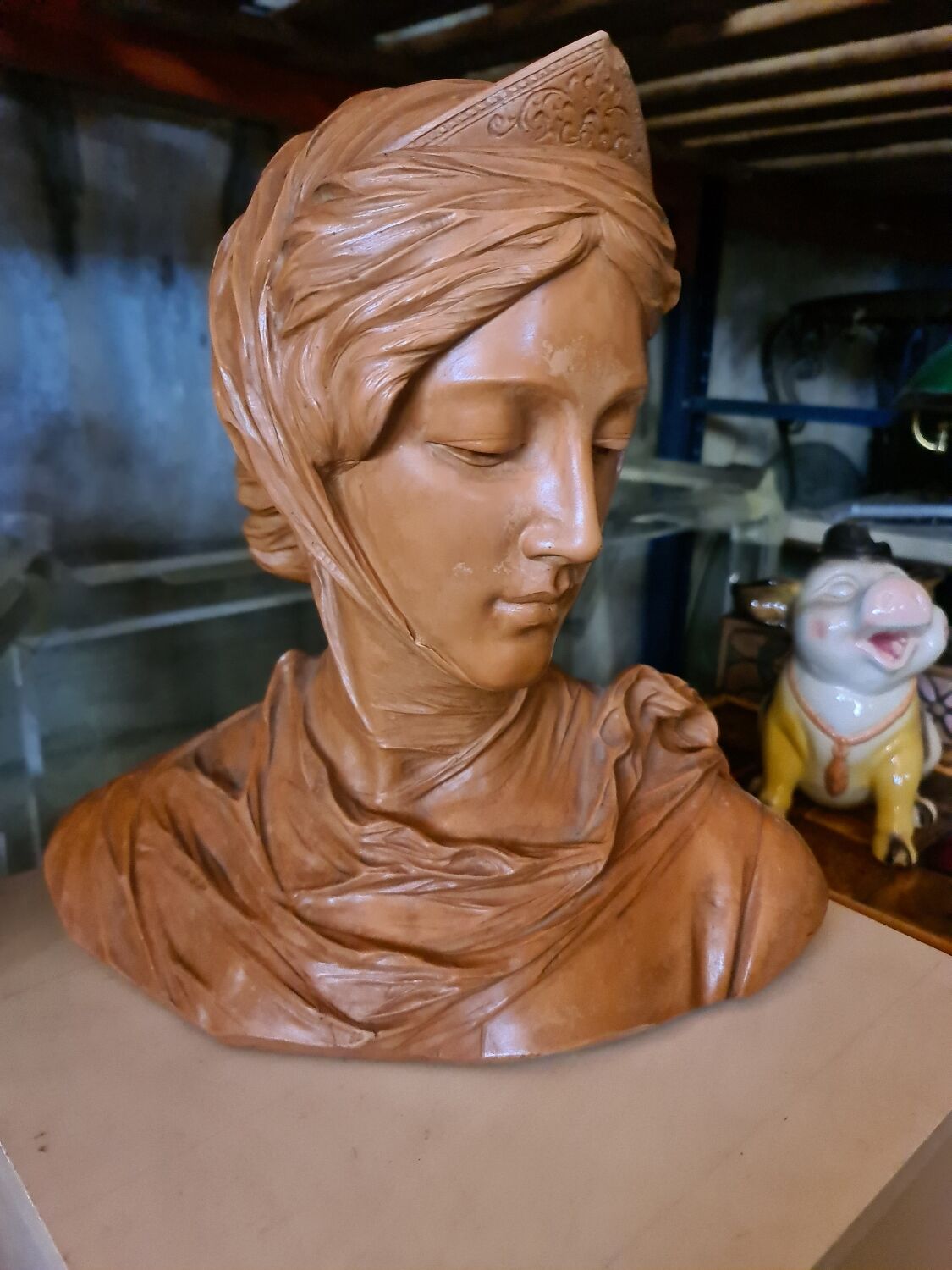 Terracotta bust of a woman
