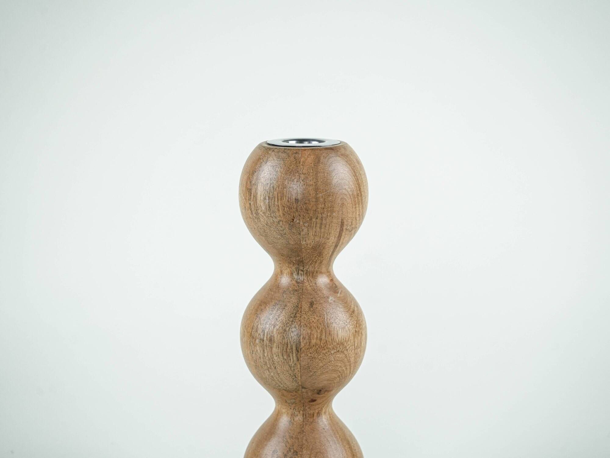 Turned wooden candlestick organic form 1970s European craftsmanship