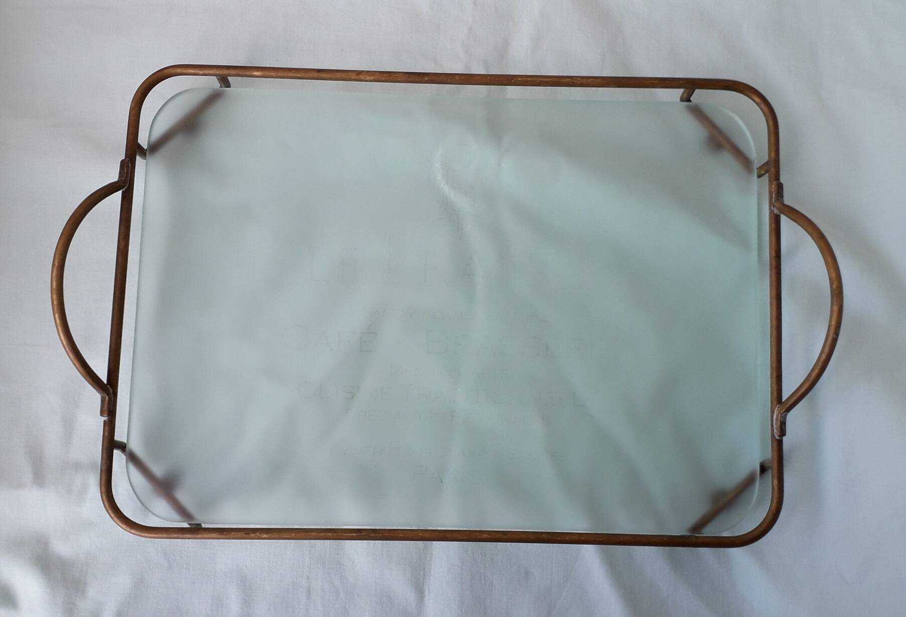 Glass and metal tray "Le France"