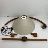 Scandinavian Danish oak wall arc swing lamp, 1970s by Domus