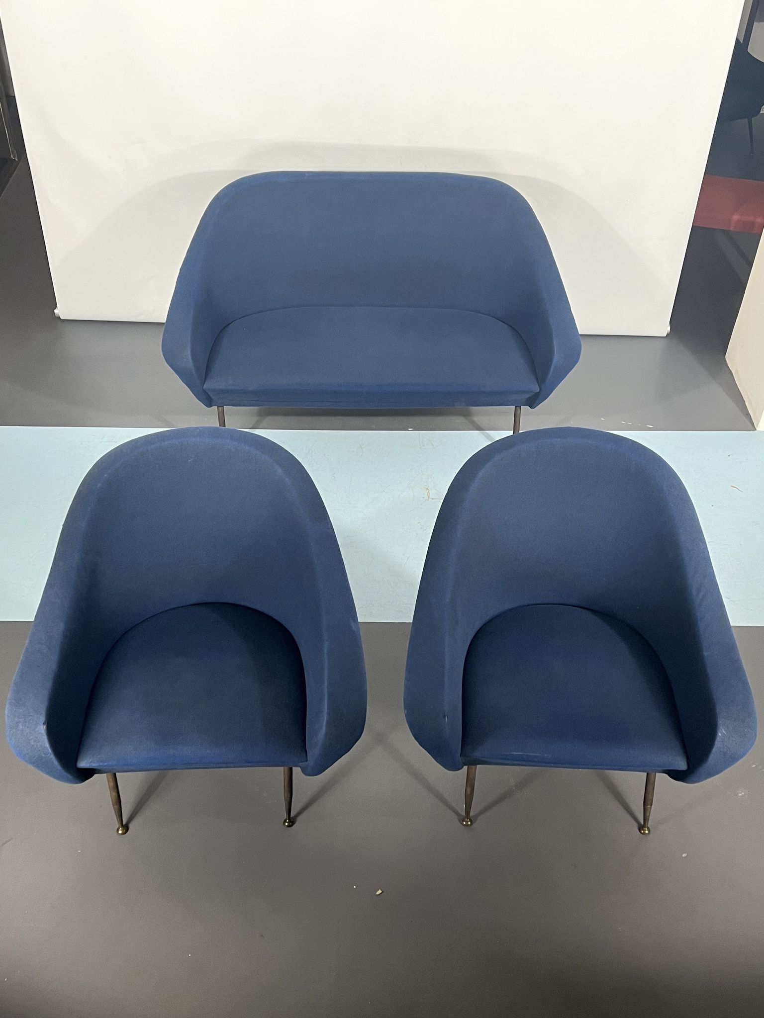Mid-century modern loveseat and armchairs 50s