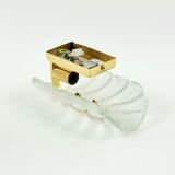 Scandinavian Glass & Brass Leaf Wall Lamp - C.Fagerlund for Orrefors, 1960s