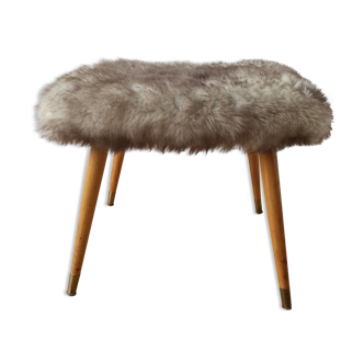 Tabouret tissu poilu, années 1960