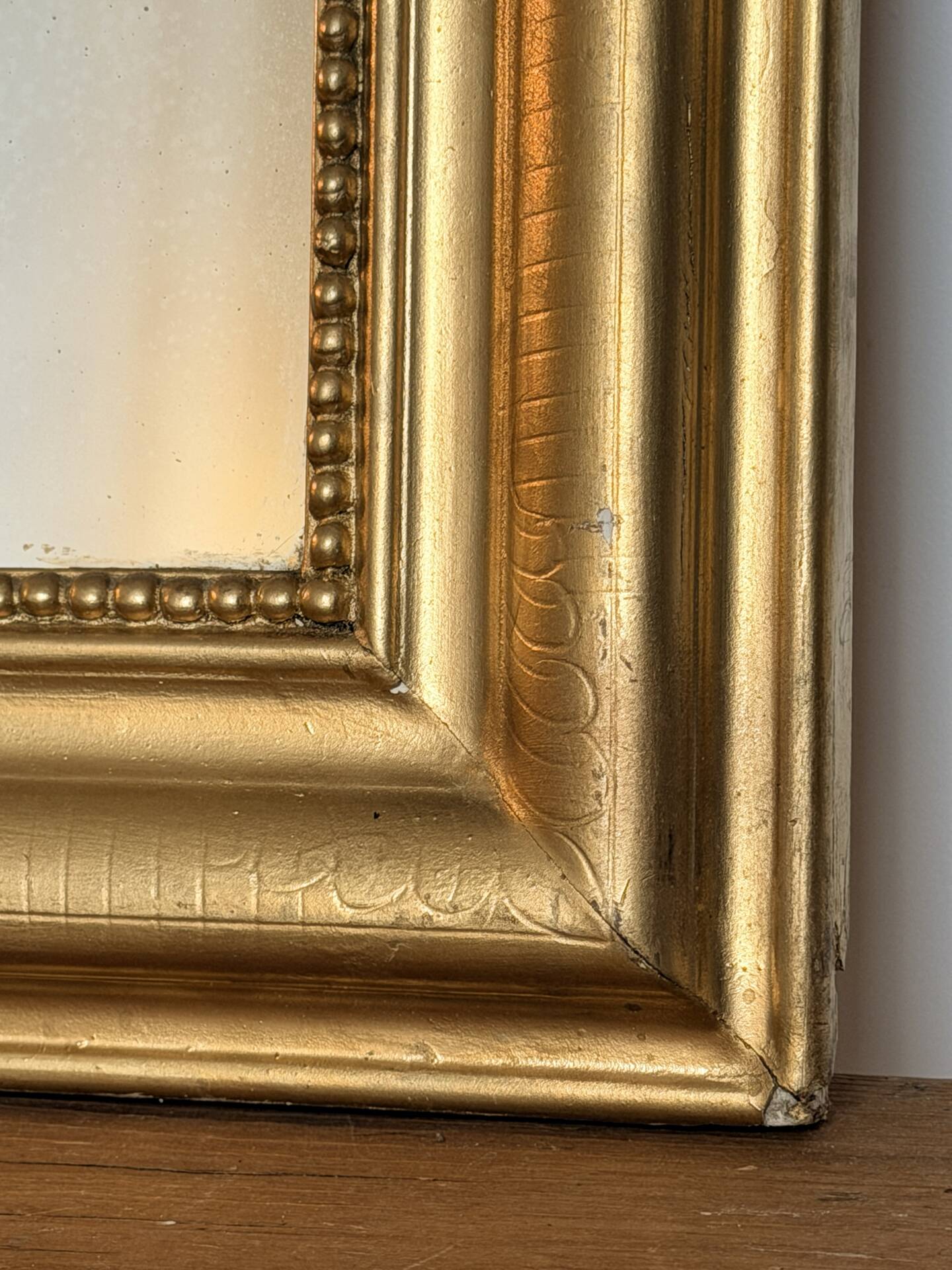 Small Louis-Philippe gilded mirror with mercury glass 48x60cm