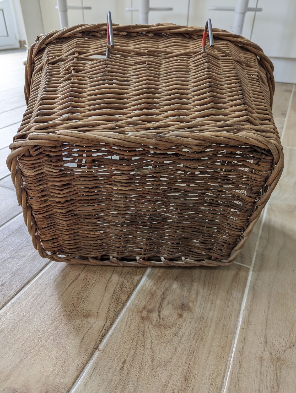 Antique wicker bike basket