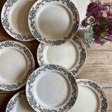 Set of 8 flat plates vintage model Cécile de HBCM