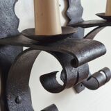 Duo of wrought iron wall lights Ateliers Marolles