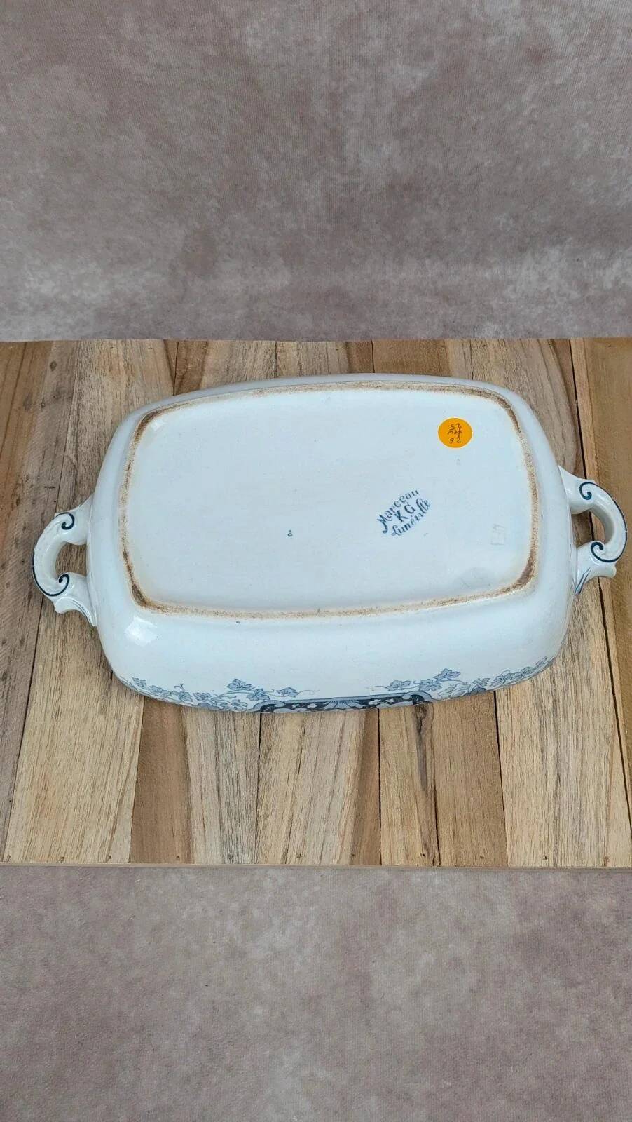 Légumier ancien KG Lunéville modèle Marceau décor bleu