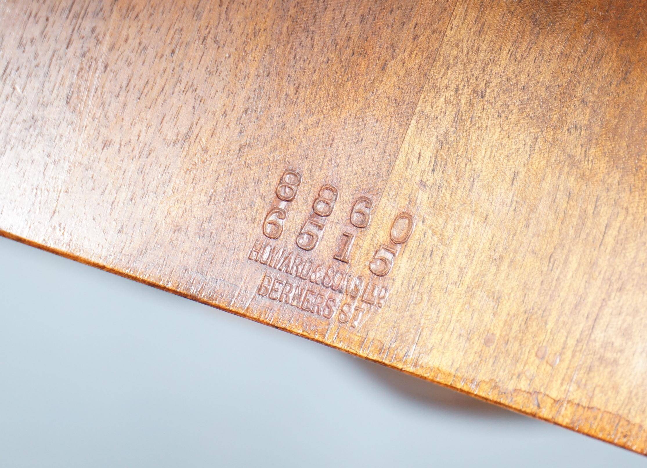 Victorian Howard & Son walnut office chair with stamp.