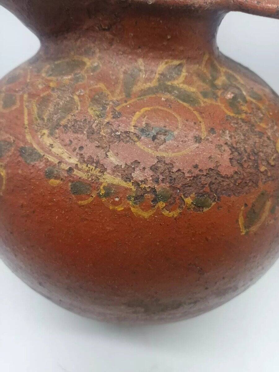 Vase, pichet ancien en terre cuite vernissée, Toscane Italie XVIIème siècle