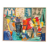 Large Original Swedish Oil on Canvas – “Still Life with Flowers” by Eric With (1916–2000) – Signed – Vintage & Framed – 89×70.5cm