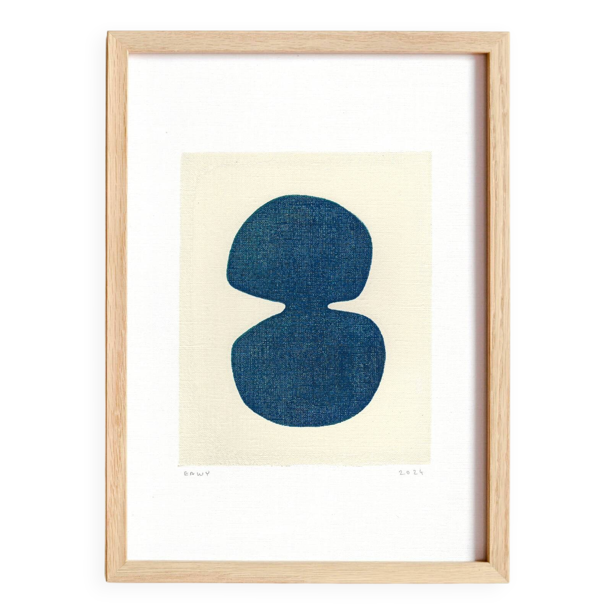 Peinture abstraite sur papier -Infini B60 bleu - tableau signé eawy