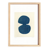 Abstract painting on paper - Infini B60 blue - painting signed eawy