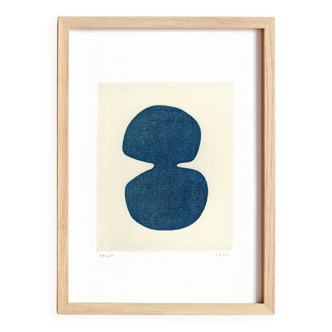 Abstract painting on paper - Infini B60 blue - painting signed eawy