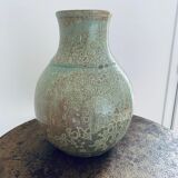 Signed enamelled and crystallized ball vase