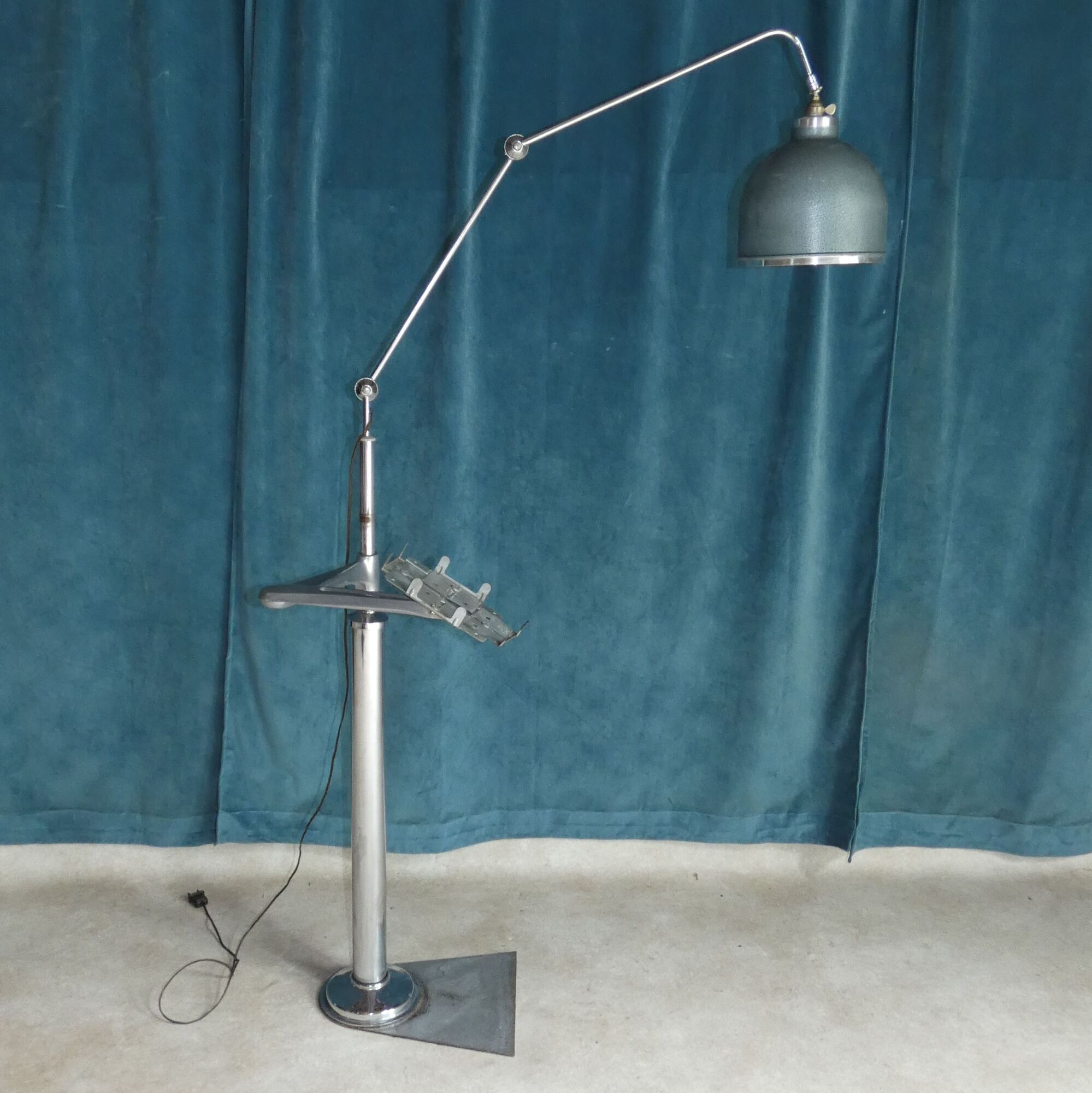 Atelier xxl industrial floor lamp with circa 1950 tablet phone holder