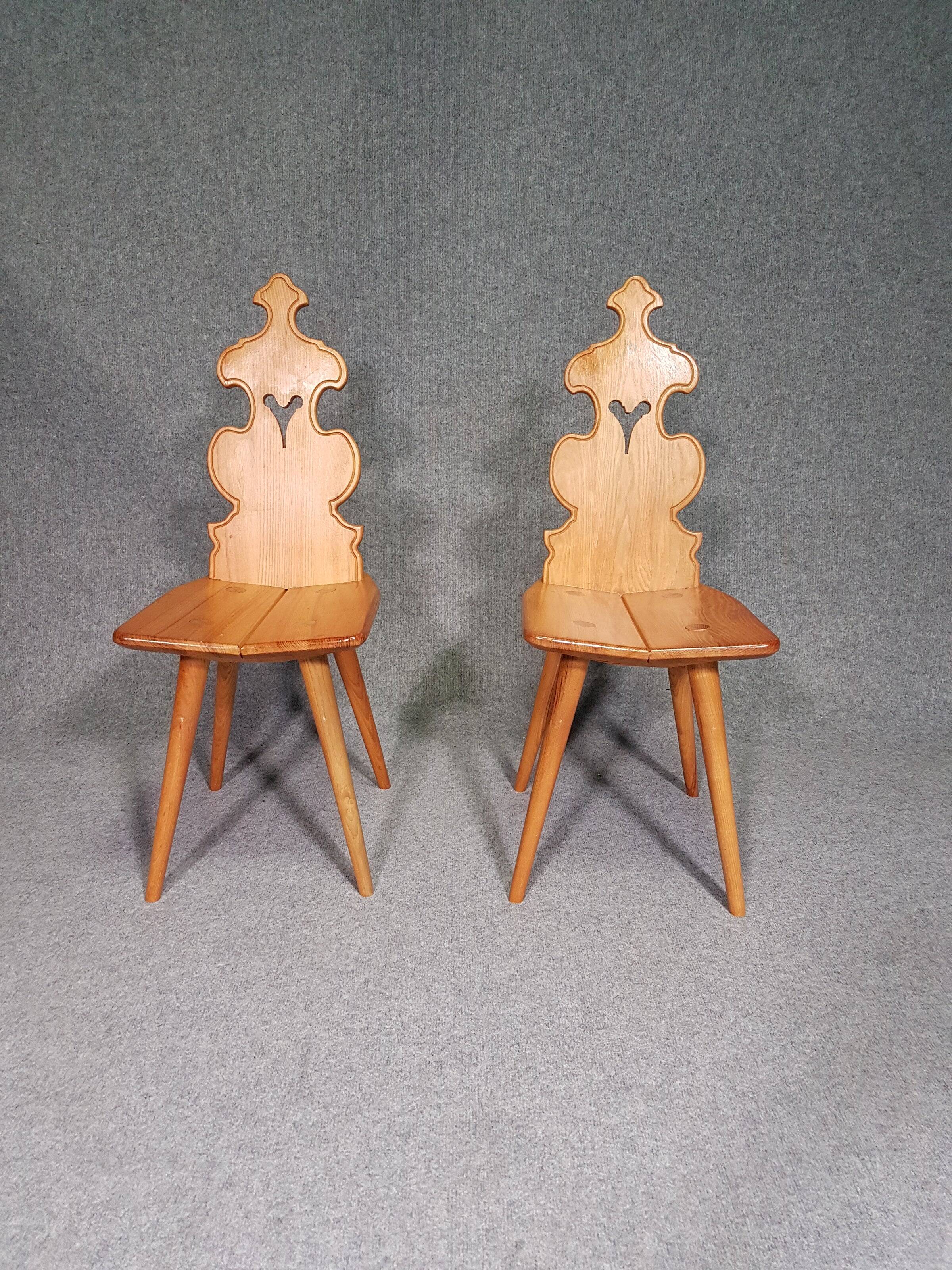 Vintage mid-century brutalist style design Tiroler chair set of 4