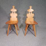 Vintage mid-century brutalist style design Tiroler chair set of 4