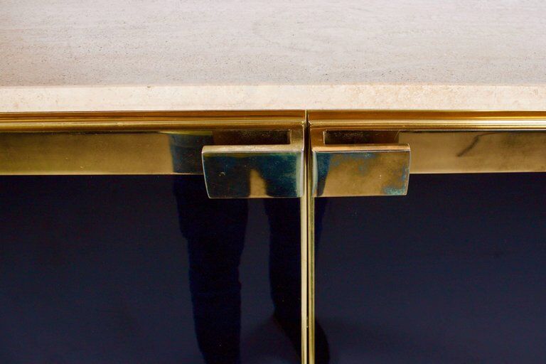 Firm brass lacquered black 1970s travertine